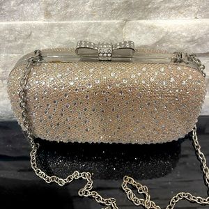 EMBELLISHED EVENING CLUTCH WITH SHOULDER STRAP